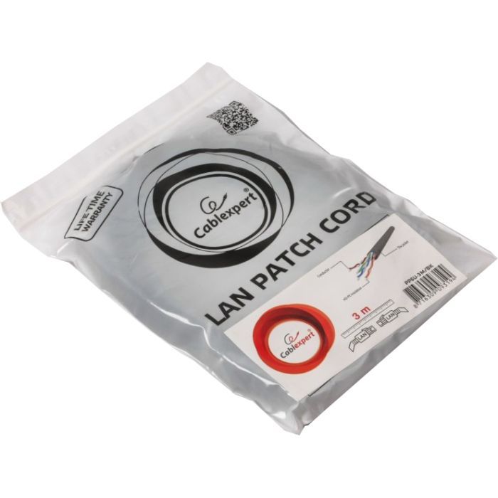 Патч-корд 3м UTP cat 6 CCA black Cablexpert (PP6U-3M/BK) зображення 2