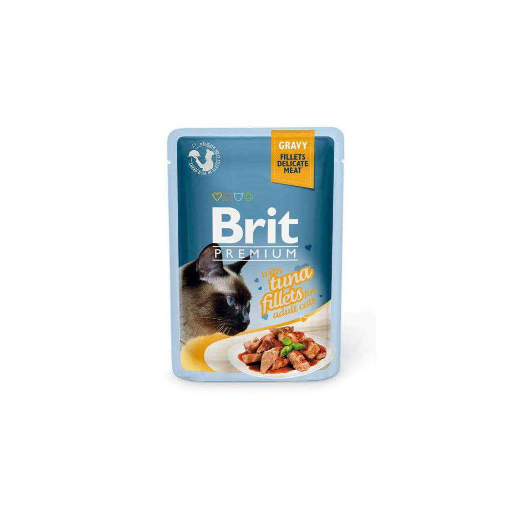 Вологий корм для кішок Brit Premium Cat 85 г (філе тунця в соусі) (8595602518548)