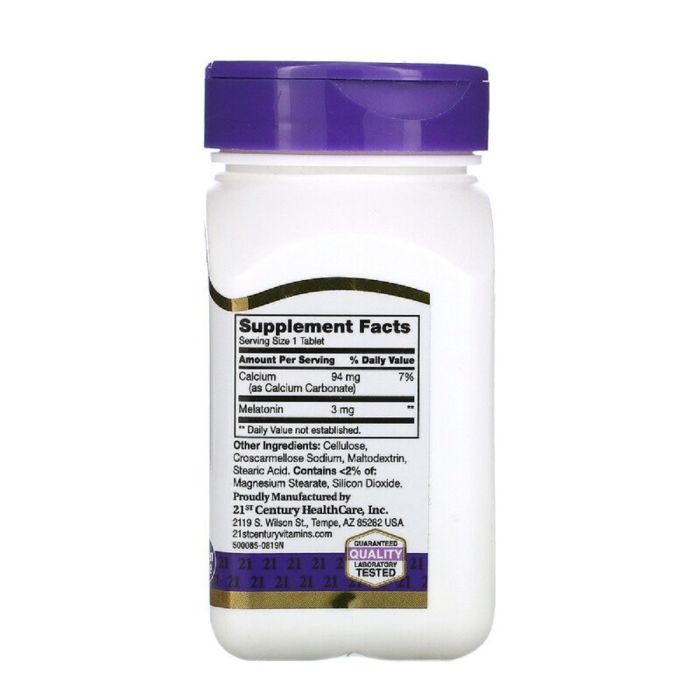 Амінокислота 21st Century Мелатонін, 3 мг, Melatonin, 90 таблеток (CEN-21240) зображення 2
