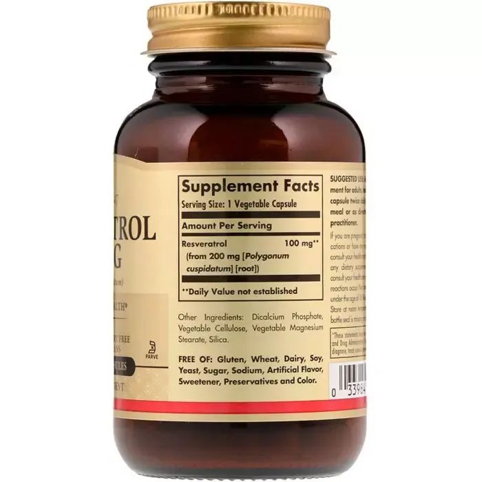 Антиоксидант Solgar Ресвератрол, Resveratrol, 100 мг, 60 вегетарианских капсул (SOL-02335) изображение 2