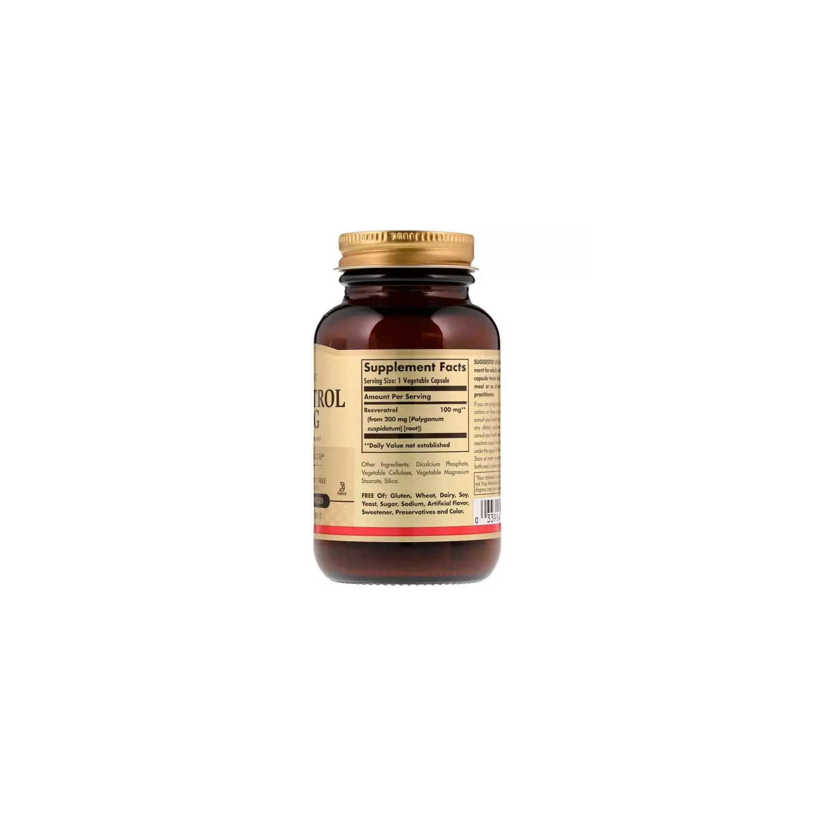 Антиоксидант Solgar Ресвератрол, Resveratrol, 100 мг, 60 вегетарианских капсул (SOL-02335) изображение 2