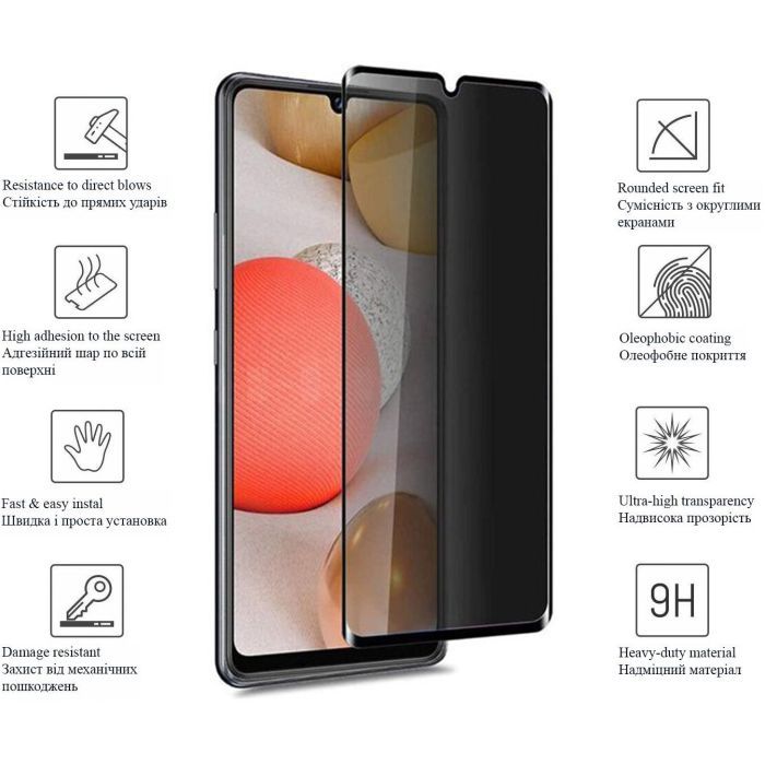 Скло захисне Drobak Anty Spy для Samsung Galaxy A23 (Black) (444467) зображення 4