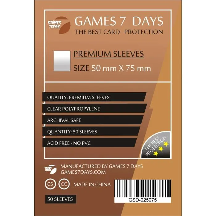 Протектор для карт Games 7 Days 50 х 75 мм, 50 шт (PREMIUM) (GSD-025075)