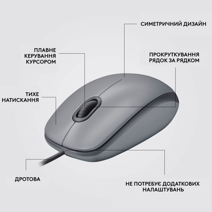 Мишка Logitech M110 Silent USB Mid Gray (910-006760) зображення 7