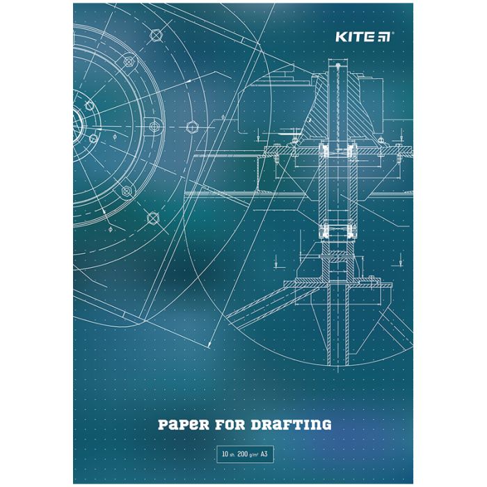 Бумага для чертежа Kite А3, 10 листов, 200г/м2 (K23-270)