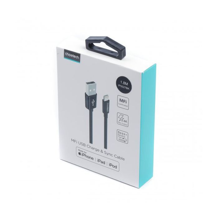 Дата кабель USB 2.0 AM to Lightning 1.8m 2.1A MFI Black Choetech (IP0027-BK) зображення 10