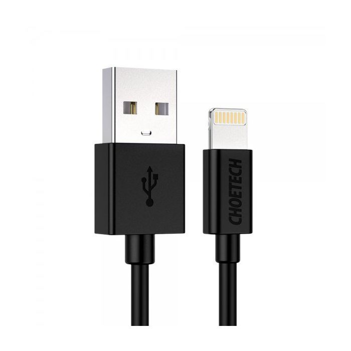 Дата кабель USB 2.0 AM to Lightning 1.8m 2.1A MFI Black Choetech (IP0027-BK)