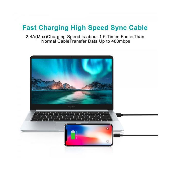 Дата кабель USB 2.0 AM to Lightning 1.8m 2.1A MFI Black Choetech (IP0027-BK) зображення 9