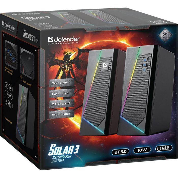 Акустична система Defender Solar 3 Bluetooth Light USB Black (65103) зображення 3