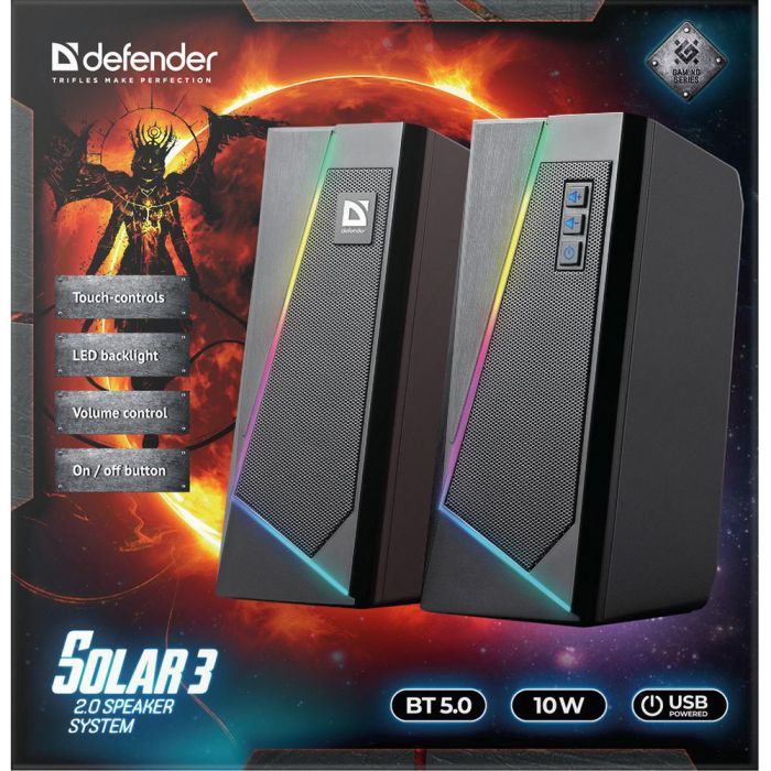 Акустична система Defender Solar 3 Bluetooth Light USB Black (65103) зображення 4