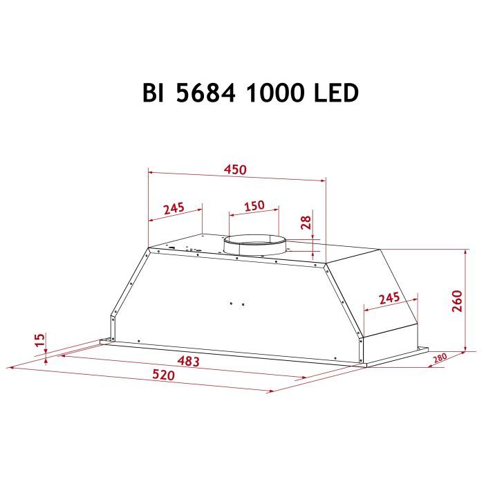 Витяжка кухонна Perfelli BI 5684 BL 1000 LED зображення 10