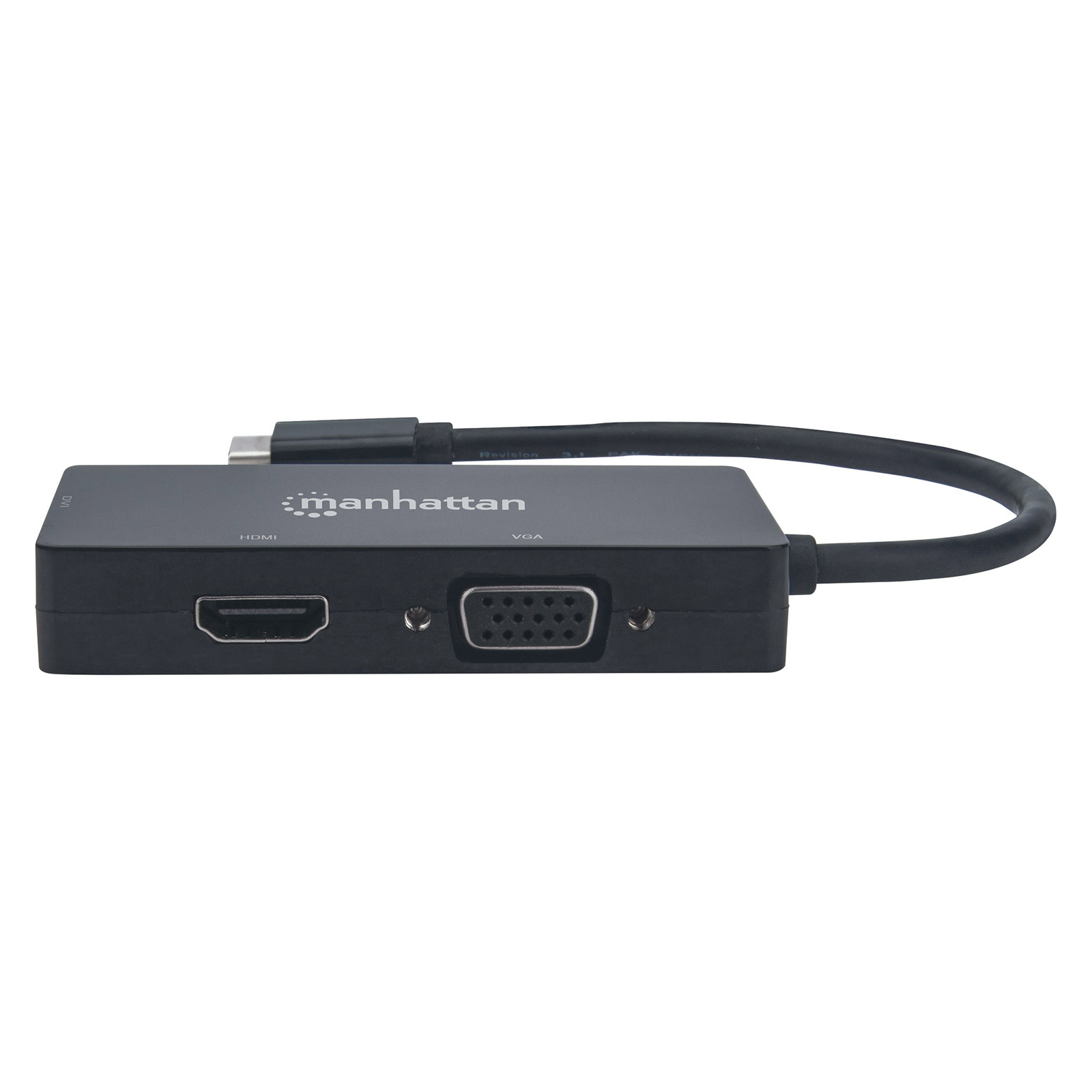 Концентратор Intracom USB3.1 Type-C to HDMI/DVI-I/VGA Black Manhattan (152983) зображення 3