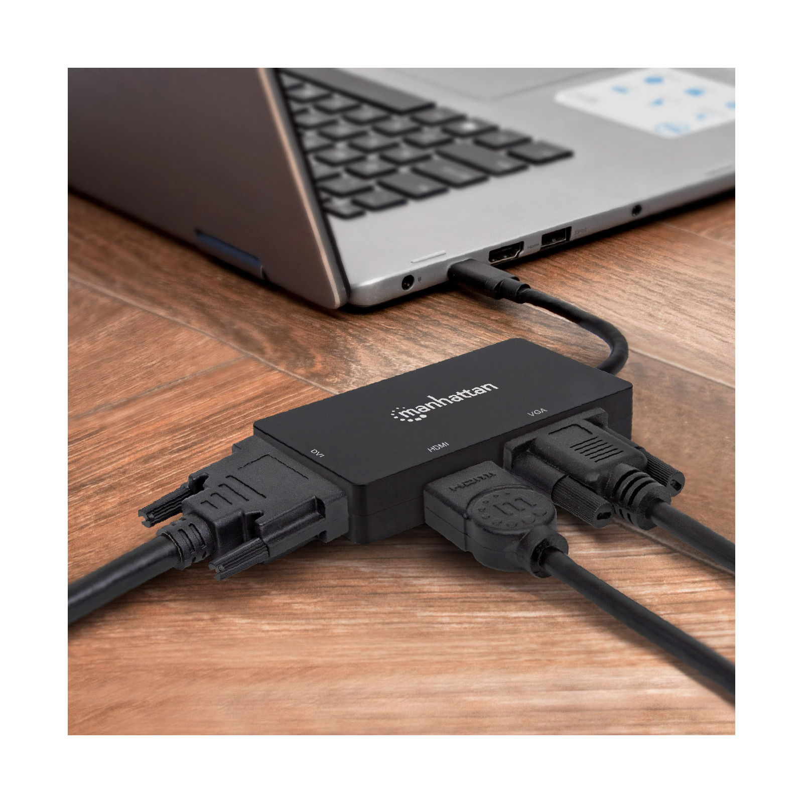 Концентратор Intracom USB3.1 Type-C to HDMI/DVI-I/VGA Black Manhattan (152983) зображення 5