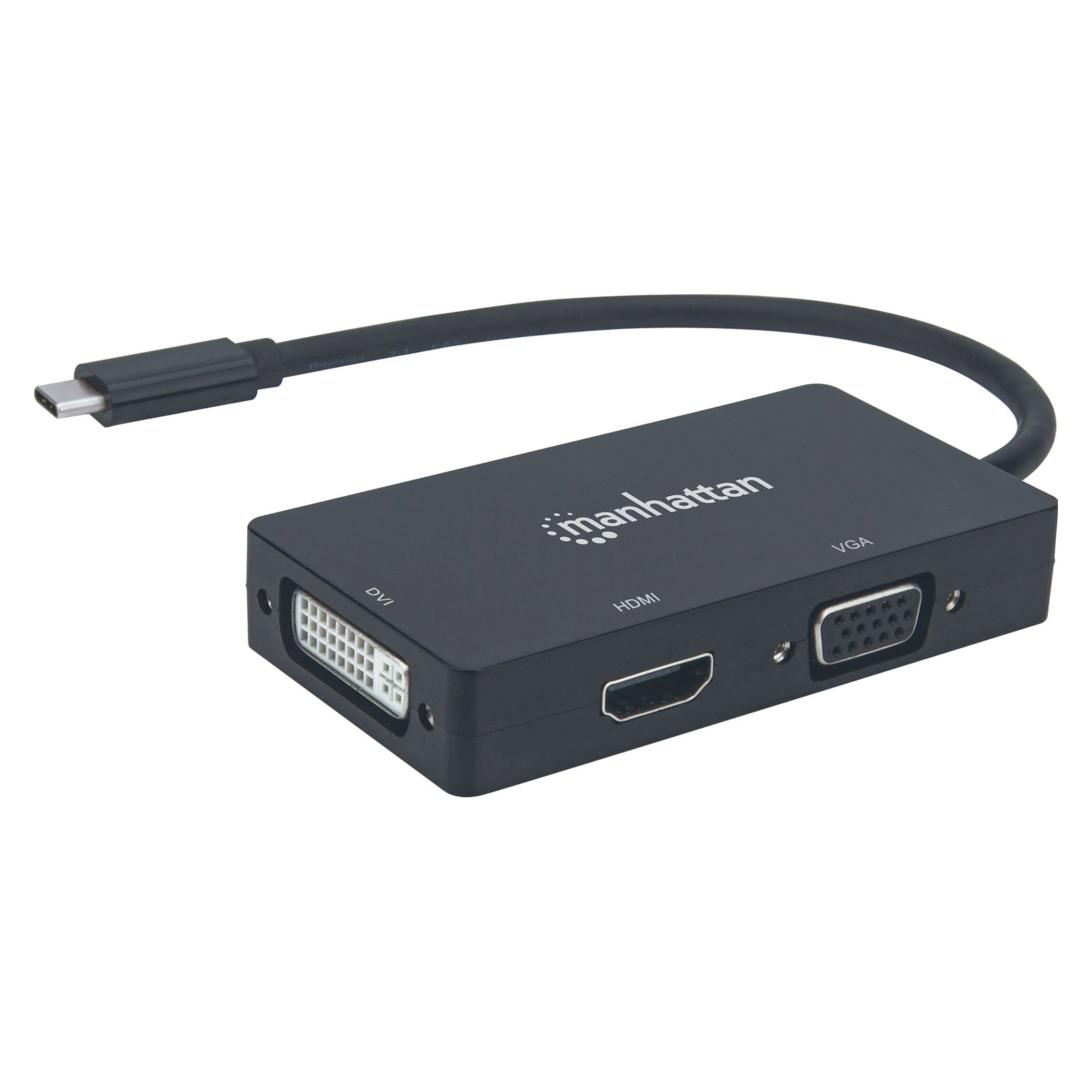Концентратор Intracom USB3.1 Type-C to HDMI/DVI-I/VGA Black Manhattan (152983)