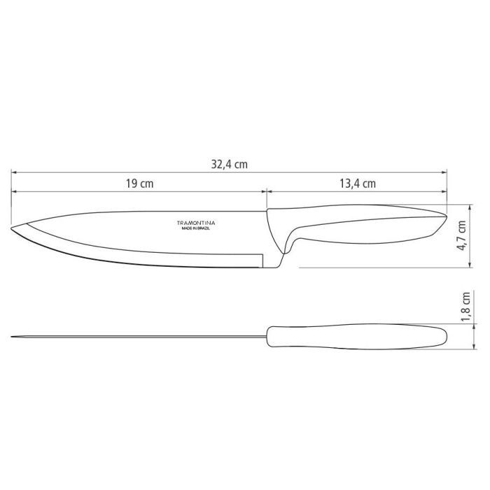 Кухонный нож Tramontina Plenus Light Grey Chef 203 мм (23426/138) изображение 3