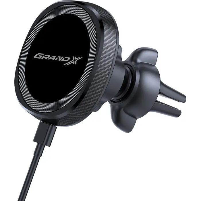 Универсальный автодержатель Grand-X MT-15W MagSafe с зарядкой 15W (крепление на дефлектор) (MT-15W) изображение 2