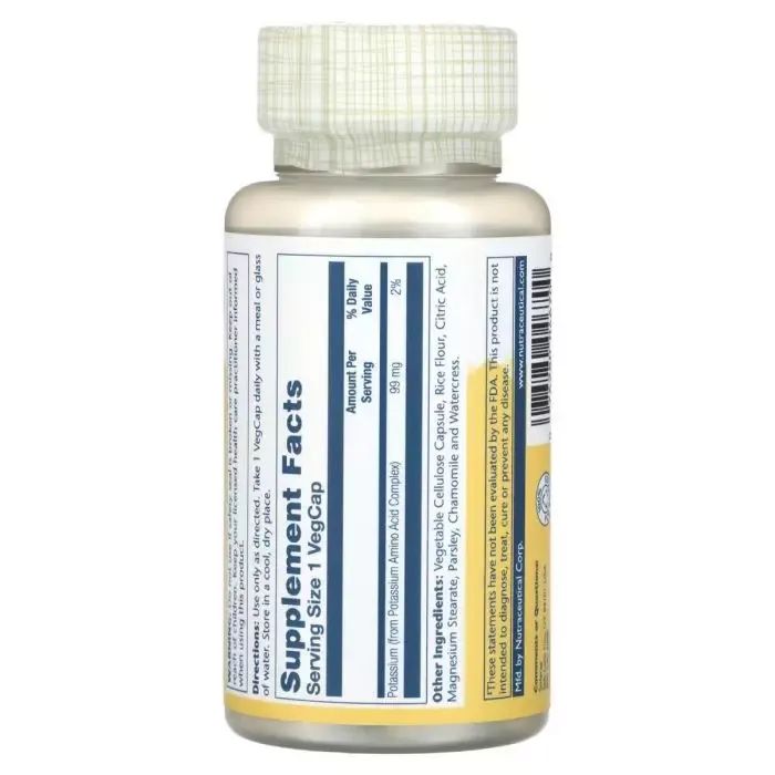 Минералы Solaray Калий, 99 мг, Potassium, 100 вегетарианских капсул (SOR-04670) изображение 2
