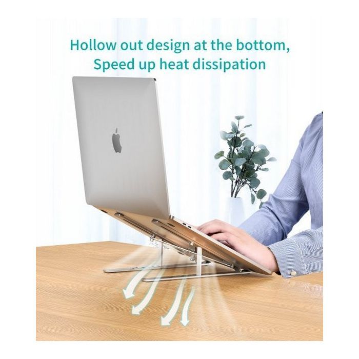 Подставка для ноутбука Choetech до 15", алюминий, компактная конструкция (H045-SL) изображение 10