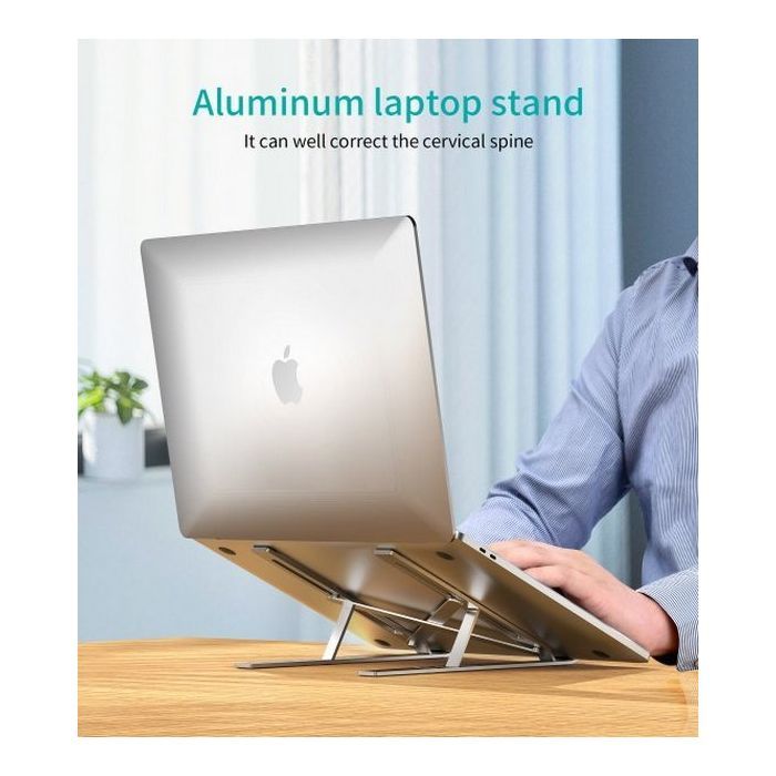 Подставка для ноутбука Choetech до 15", алюминий, компактная конструкция (H045-SL) изображение 8