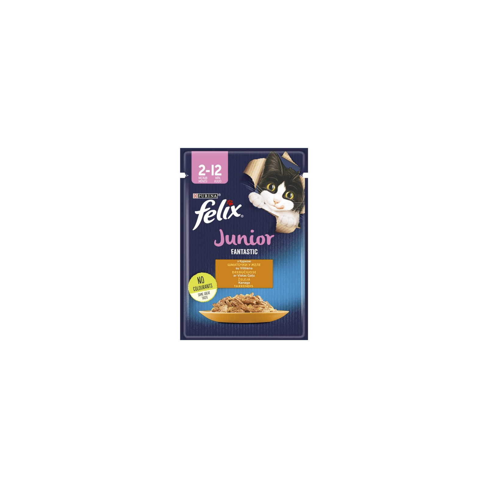 Влажный корм для кошек Purina Felix Fantastic Junior с курицей в желе 85 г (7613039832189)