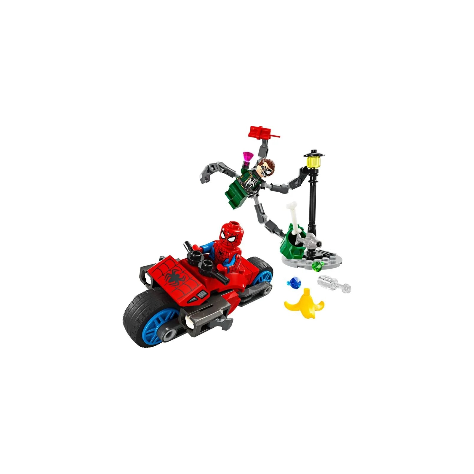 Конструктор LEGO Super Heroes Погоня на мотоциклах Человек-Паук vs. Доктор Осьминог 77 деталей (76275) изображение 6