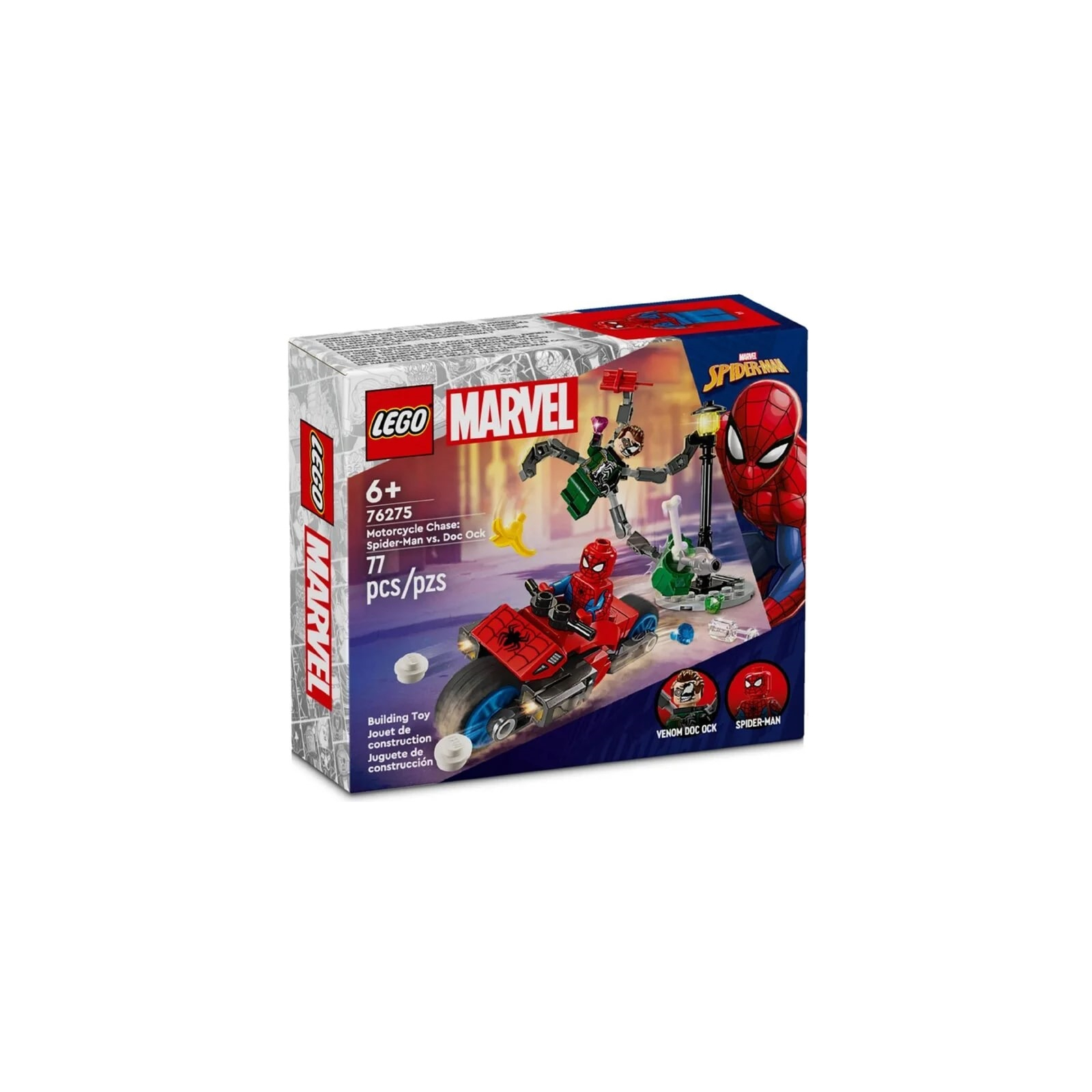 Конструктор LEGO Super Heroes Погоня на мотоциклах Людина-Павук vs. Доктор Восьминіг 77 деталей (76275) зображення 7