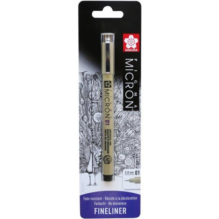 Лайнер Sakura Pigma Micron (0.1) 0,25 мм Черный в блистере (8712079441579)