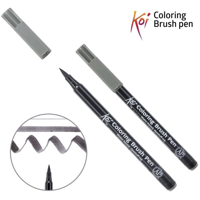 Художественный маркер KOI Маркер-кисть акварельный Серый теплый темный, 144 (084511393394)