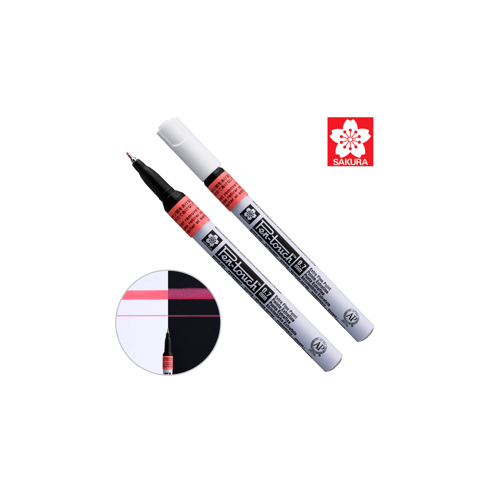 Маркер Sakura Pen-Touch Красный, флуоресцентный, тонкий (EXTRA FINE) 0.7мм (084511322677)