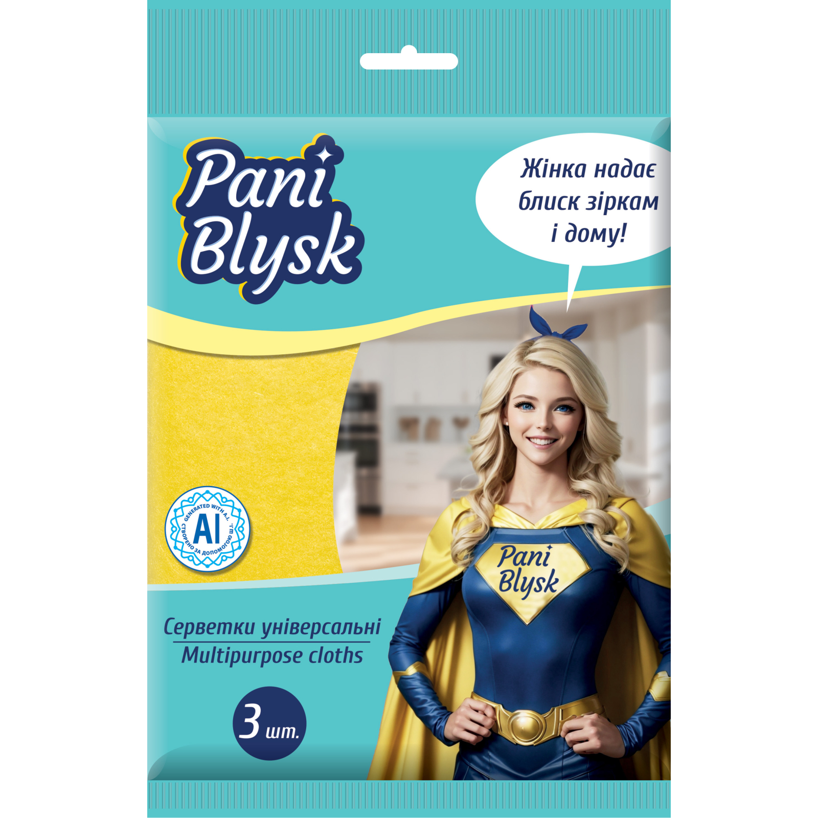Серветки для прибирання Pani Blysk Універсальні 3 шт. (4823071661224)