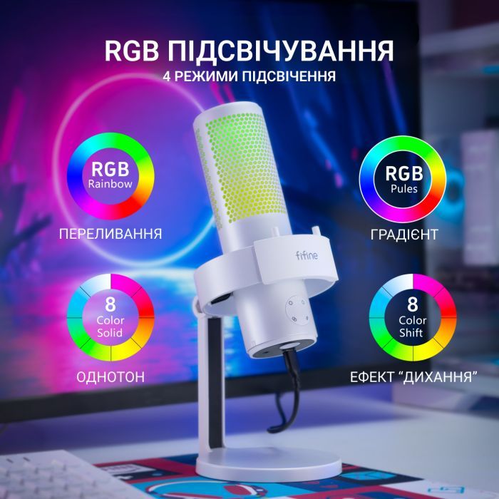 Мікрофон Fifine A9W USB White (A9W) зображення 5