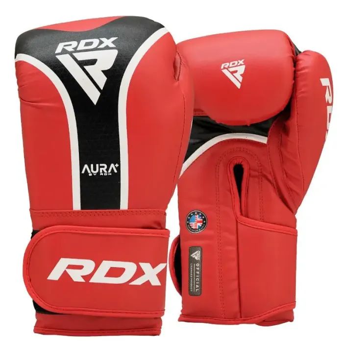 Боксерські рукавички RDX Aura Plus T-17 Red/Black 10 унцій (BGR-T17RB-10OZ+)