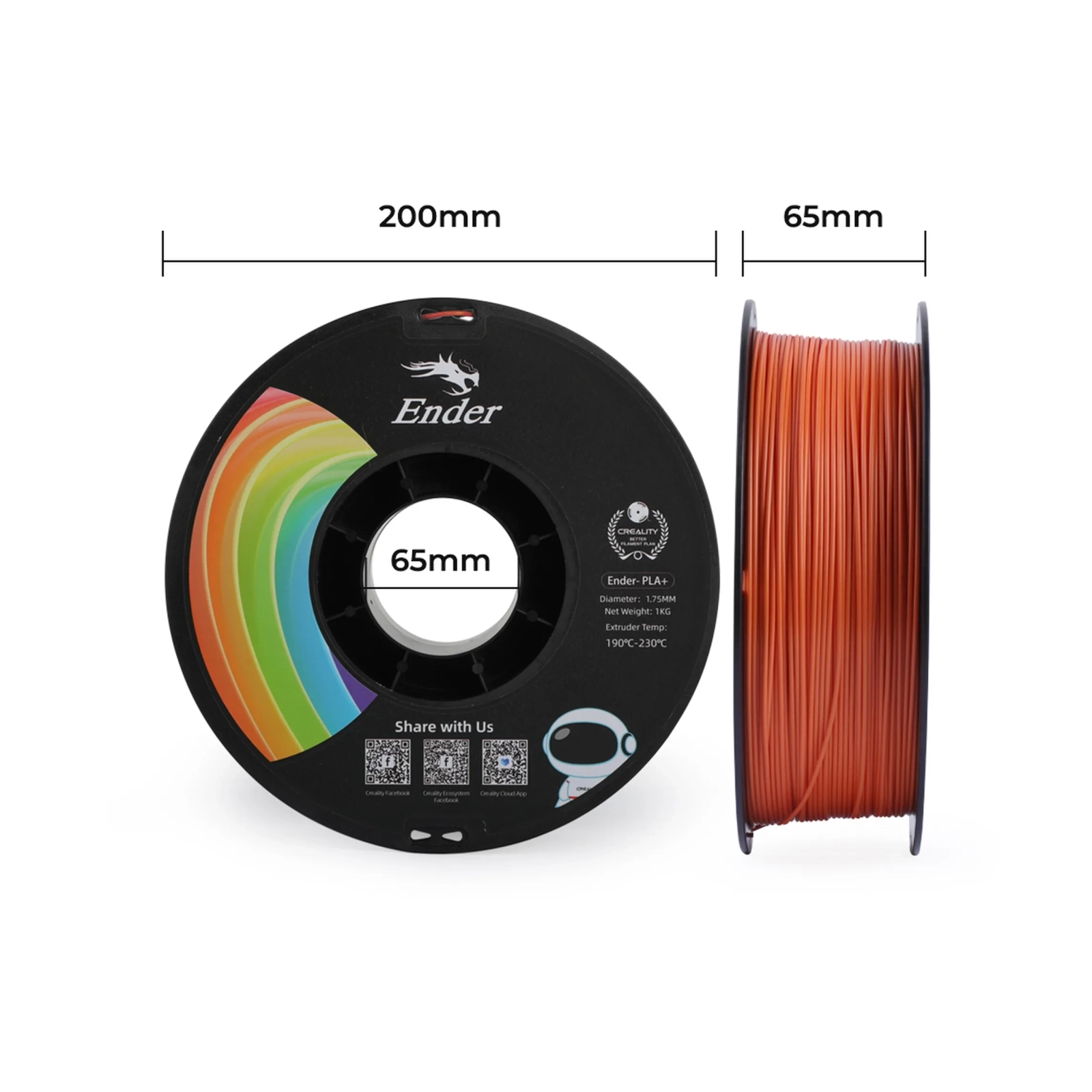 Пластик для 3D-принтера Creality PLA+ 1кг, 1.75мм, orange (3301010307) зображення 7