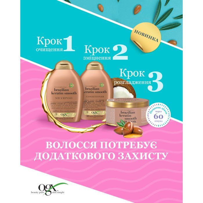Маска для волос OGX Brazilian Keratin Smooth Разглаживающая 300 мл (3574661711003) изображение 10