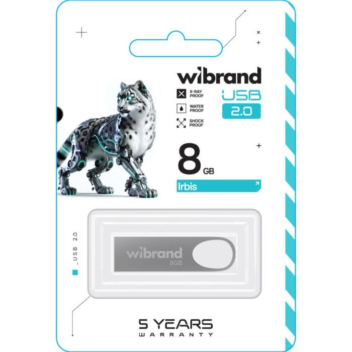 USB флеш накопичувач Wibrand 8GB Irbis Silver USB 2.0 (WI2.0/IR8U3S) зображення 2