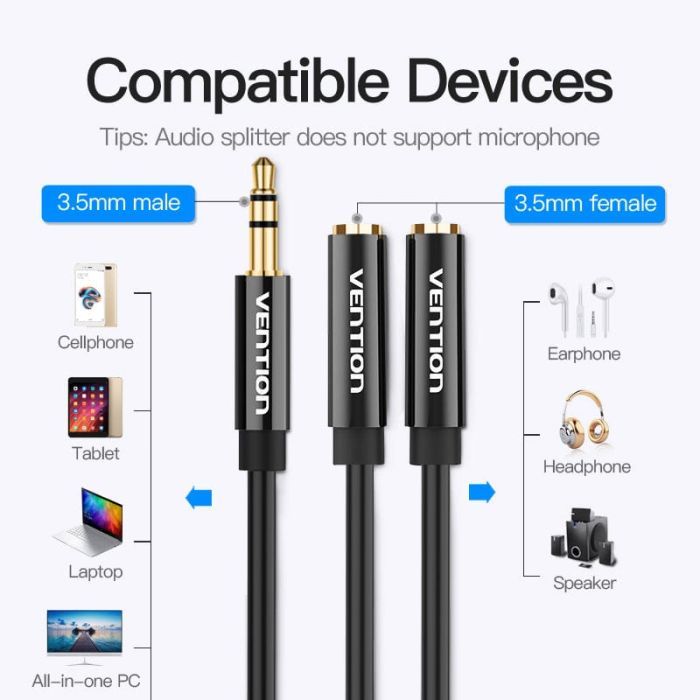 Кабель мультимедийный 3.5mm M to 2x3.5mm F Vention (BBSBY) изображение 6