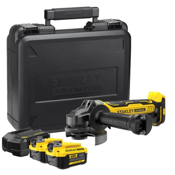 Шліфувальна машина Stanley кутова акум безщіткова FATMAX,Li-Ion V20, 18В, 2x4Ah, 8000об/хв, 125 мм, кейс (SFMCG700M2K) зображення 3