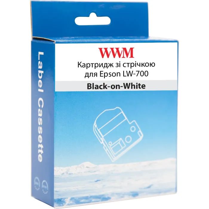 Лента для принтера этикеток WWM для Epson LW-700 24mm х 8m Black-on-White (WWM-SS24K) изображение 2