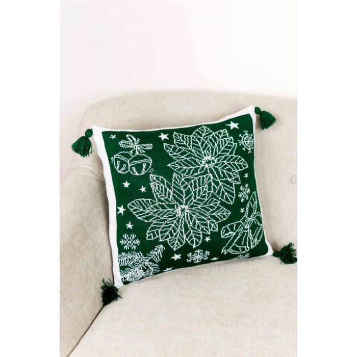 Наволочка Прованс декоративна в'язана Різдвяник червоний 45х45 (030169) зображення 2