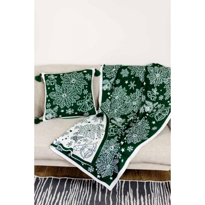 Наволочка Прованс декоративна в'язана Різдвяник червоний 45х45 (030169) зображення 3