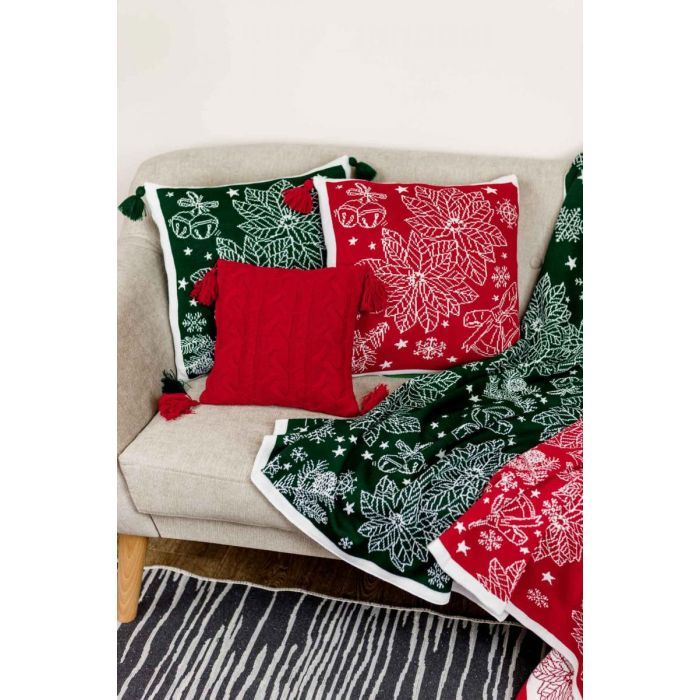 Наволочка Прованс декоративна в'язана Різдвяник червоний 45х45 (030169) зображення 4