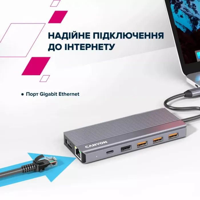 Порт-репликатор Canyon Docking Station DS-16 13 in 1 4k USB-C hub (CNS-TDS16) изображение 12