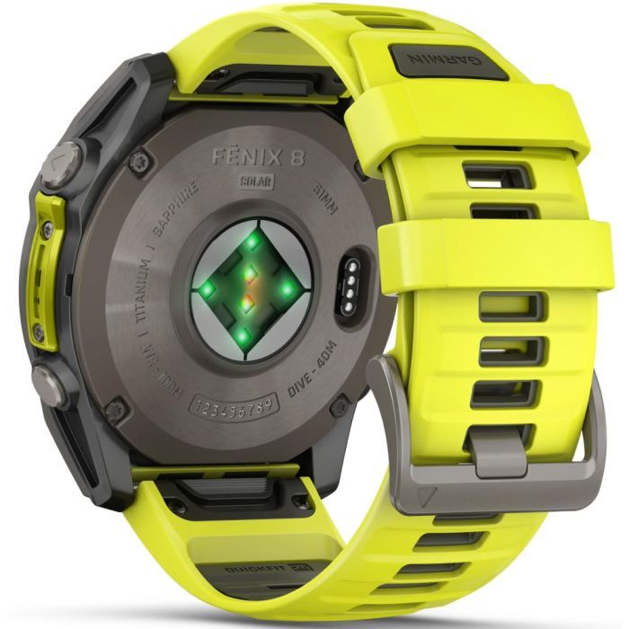 Смарт-годинник Garmin fenix 8 51mm,Saph Solar, BareTi/Graphite,AmpYe/GrphBnd (010-02907-21) зображення 6