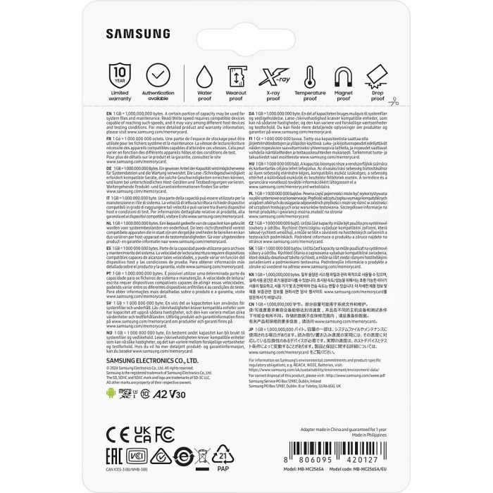Карта памяти Samsung 256GB microSD class 10 UHS-I U3 V30 A2 EVO Plus (MB-MC256SA/EU) изображение 9