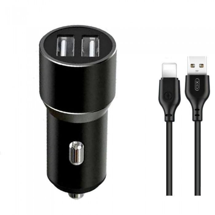Зарядное устройство XO TZ09 2.4A/2 USB + cable lightning Grey (XO-TZ09L-GR)
