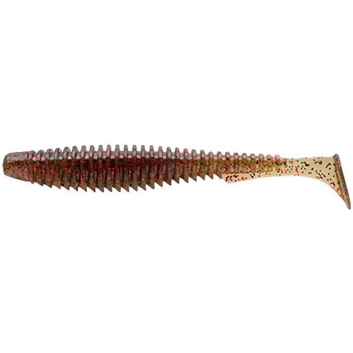 Силикон рыболовный FishUP U-Shad 2.5" 045 - Green Pumpkin/Red&Black (9шт/уп) (1864.02.31)