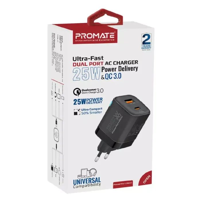 Зарядний пристрій Promate powerport-25ac.black зображення 2