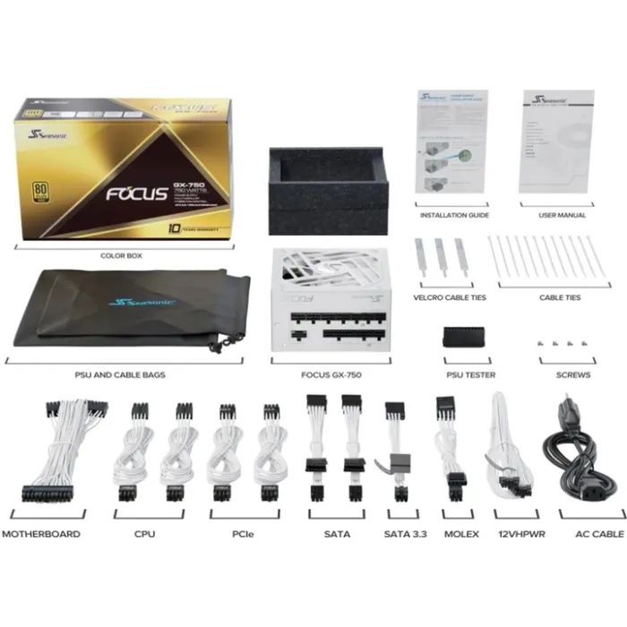 Блок живлення Seasonic 750W (FOCUS-GX-750-V4-WHITE) зображення 9