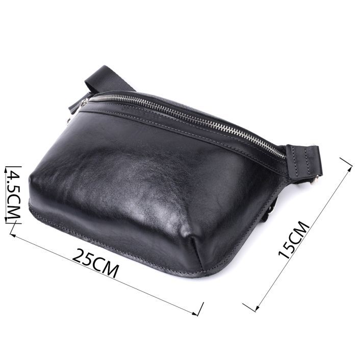 Сумка Grande Pelle Кожаная бананка унисекс Черная (22813) изображение 3