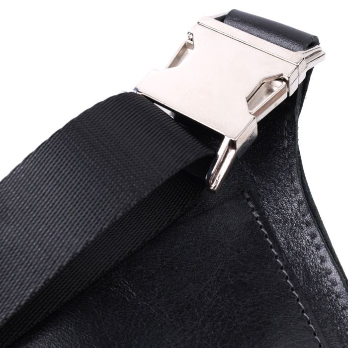 Сумка Grande Pelle Кожаная бананка унисекс Черная (22813) изображение 7